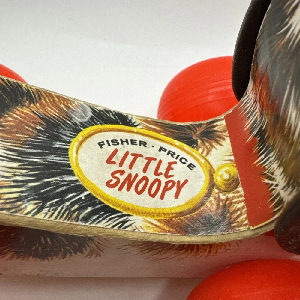Vintage Fisher Price Little Snoopy‎ Dog 1968 Wood Pull Toy #693 USA